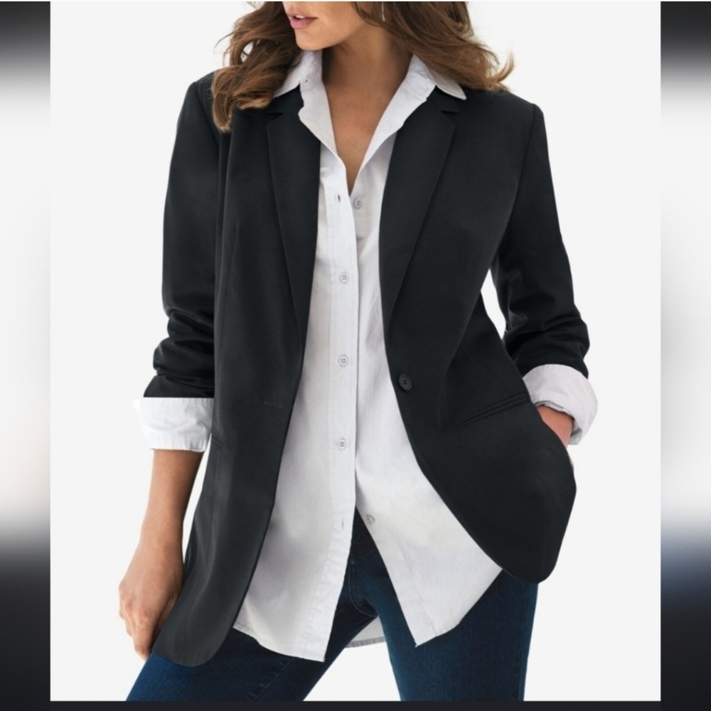 NEW Eloquii Black Blazer Stretch Nylon Spandex 18
